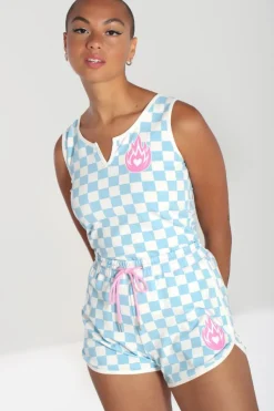 Hell Bunny Alexis Shorts Blue Clearance