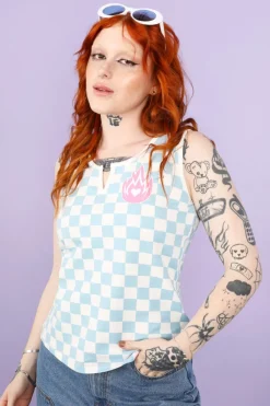 Hell Bunny Alexis Top Blue Best