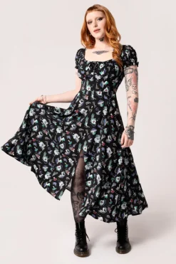 Hell Bunny Amanita Midi Dress Black New