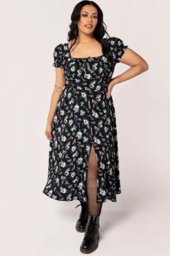 Hell Bunny Amanita Midi Dress Black New