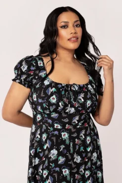 Hell Bunny Amanita Midi Dress Black New