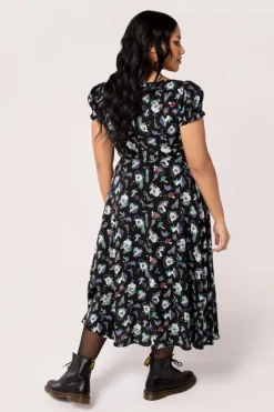 Hell Bunny Amanita Midi Dress Black New