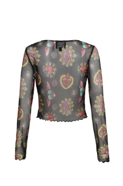 Hell Bunny Amias Mesh Top Black Discount