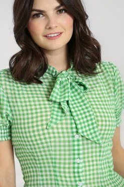 Hell Bunny Anne Marie Blouse Green Sale