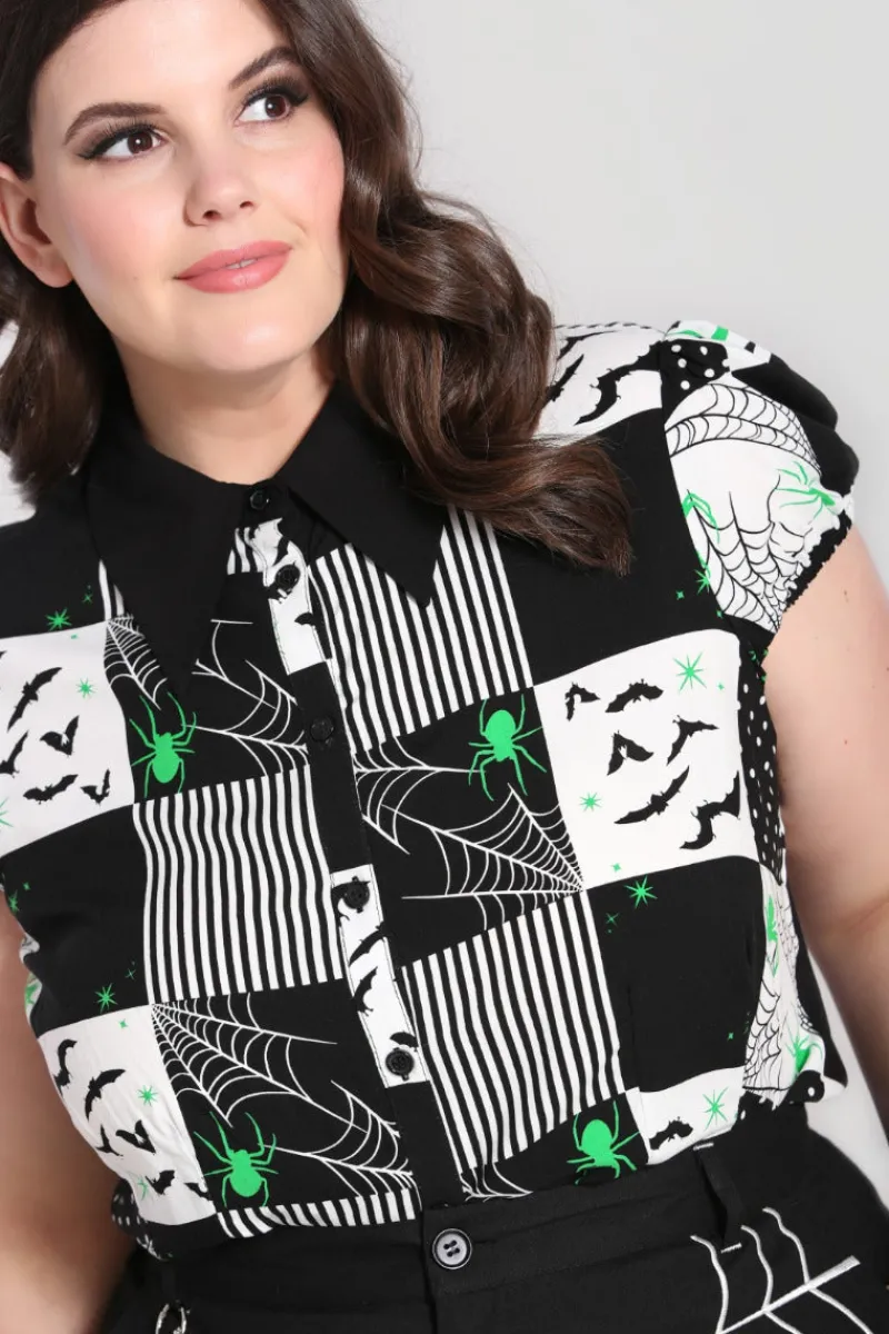 Hell Bunny Annie Blouse Black Clearance