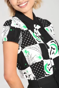 Hell Bunny Annie Blouse Black Clearance