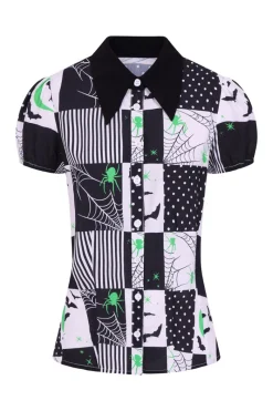 Hell Bunny Annie Blouse Black Clearance