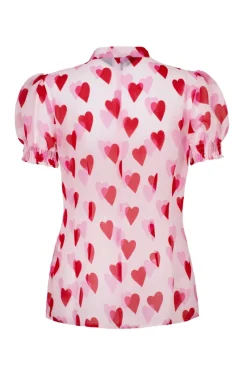 Hell Bunny Aphrodite Blouse Pink New