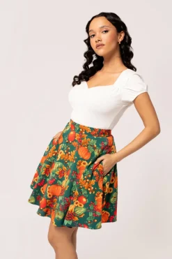 Hell Bunny Autumn Skirt Green New