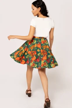 Hell Bunny Autumn Skirt Green New