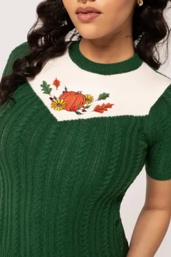 Hell Bunny Autumn Top Green Sale