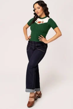 Hell Bunny Autumn Top Green Sale