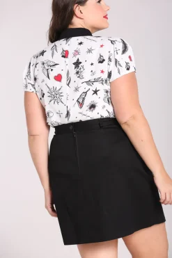 Hell Bunny Avery Blouse White Discount