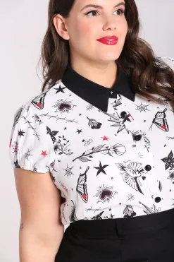 Hell Bunny Avery Blouse White Discount