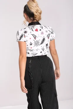 Hell Bunny Avery Blouse White Discount