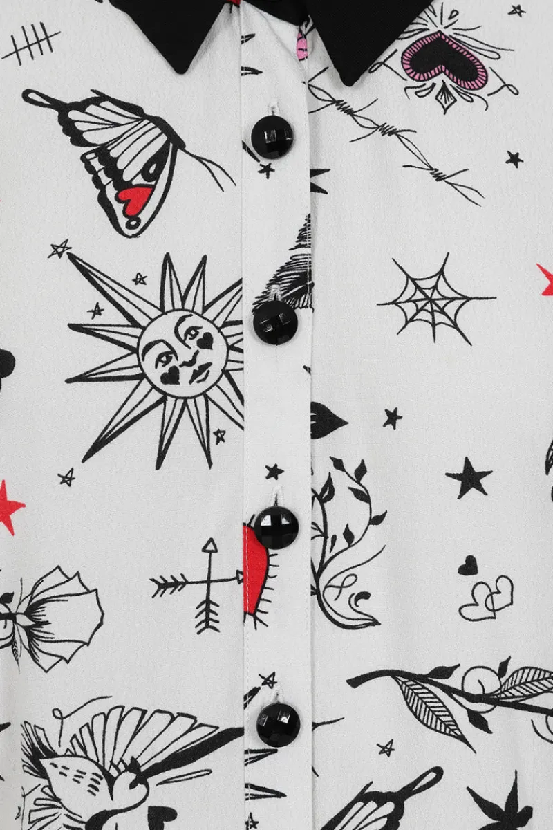 Hell Bunny Avery Blouse White Discount