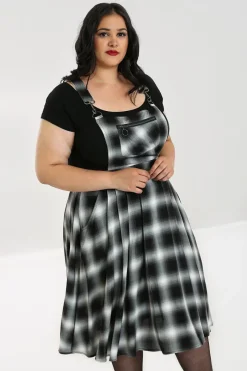 Hell Bunny Avril Pinafore Dress Grey Clearance
