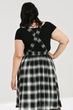 Hell Bunny Avril Pinafore Dress Grey Clearance