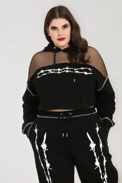 Hell Bunny Barbed Wire Hoodie Black Clearance