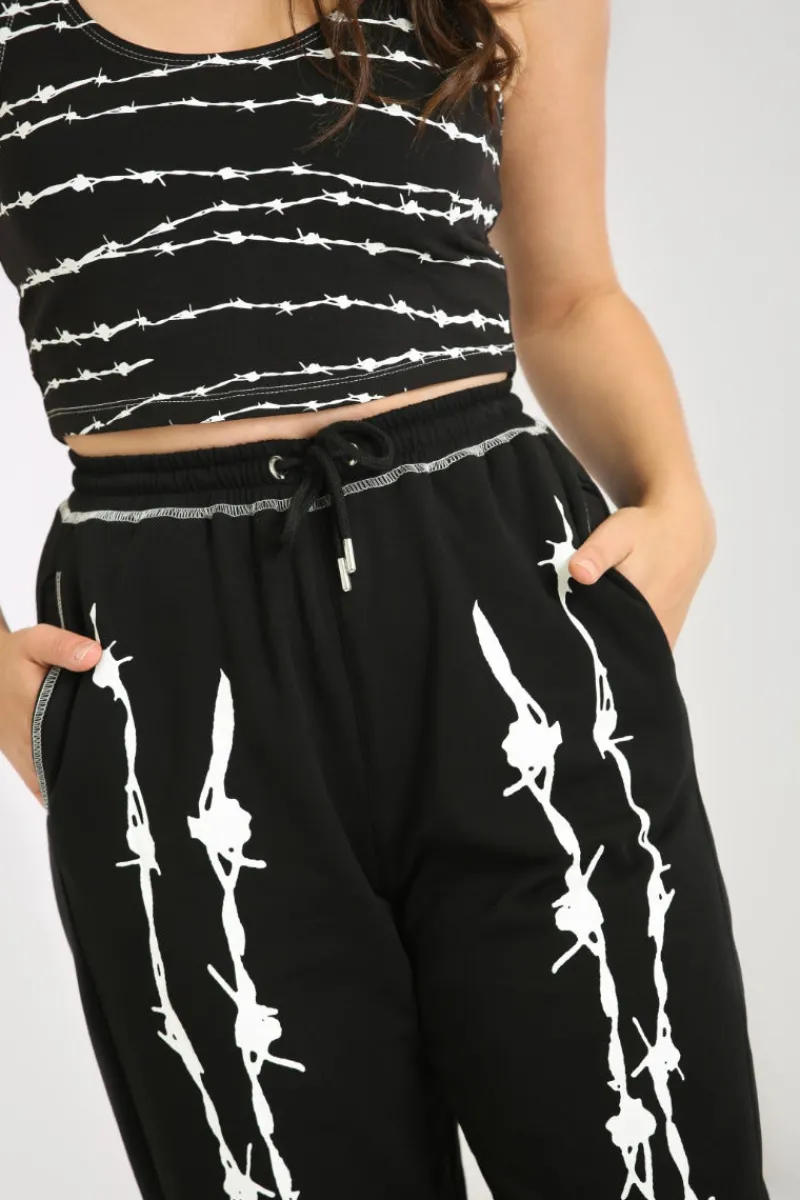 Hell Bunny Barbed Wire Joggers Black