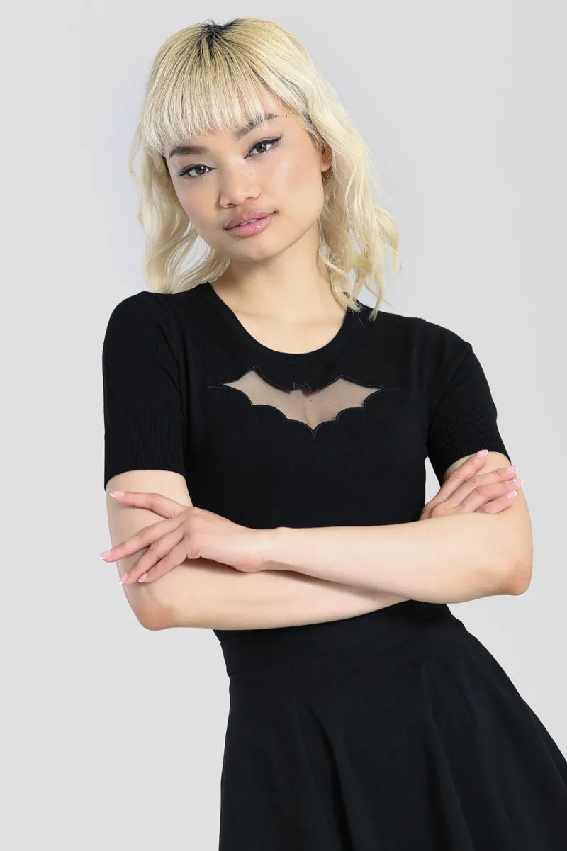 Hell Bunny Bat Top Black Clearance