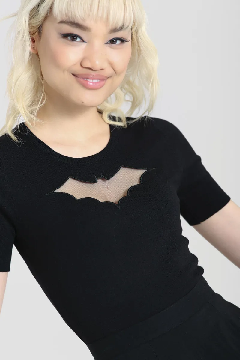 Hell Bunny Bat Top Black Clearance