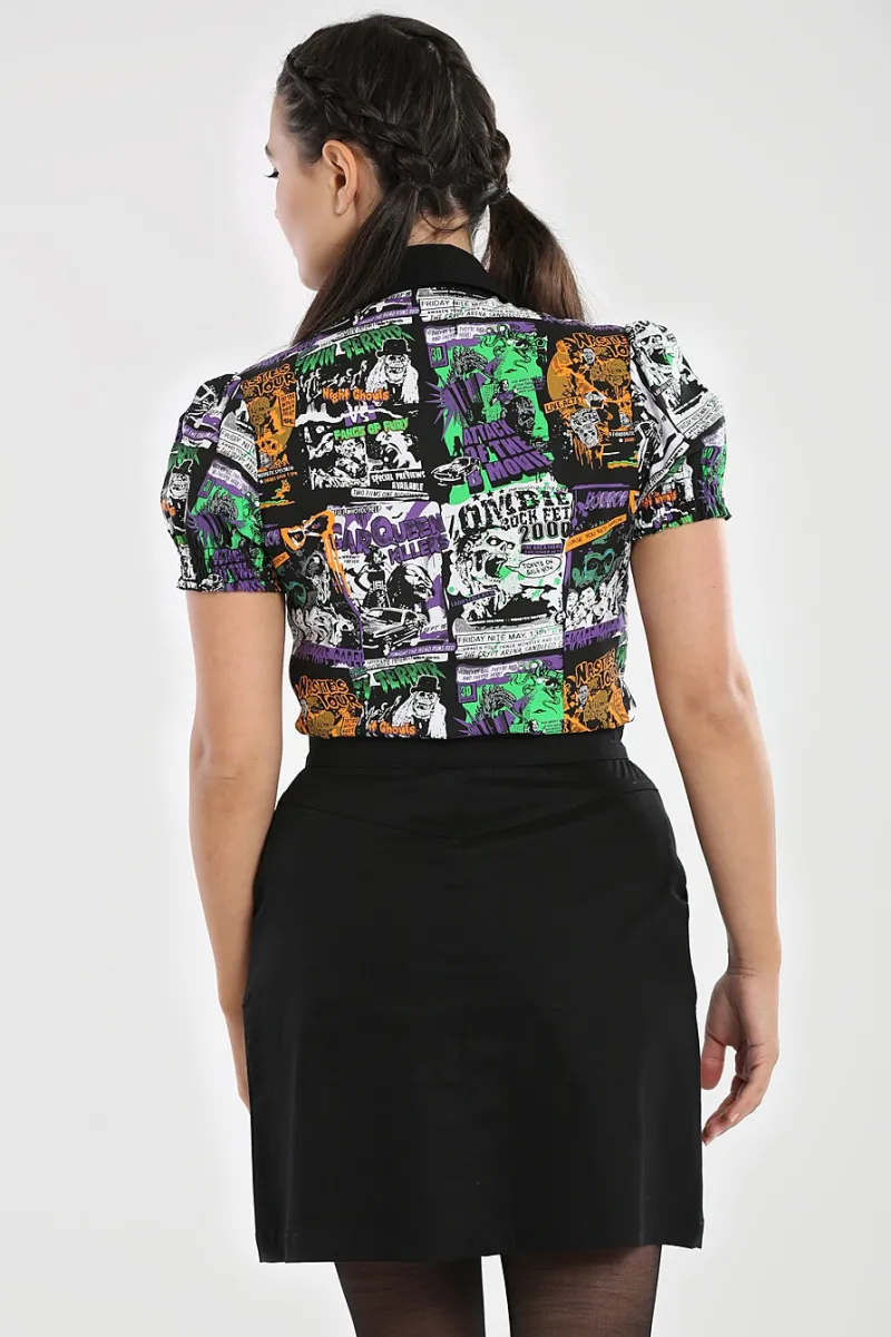 Hell Bunny Be Afraid Blouse Black New