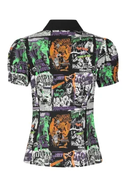 Hell Bunny Be Afraid Blouse Black New