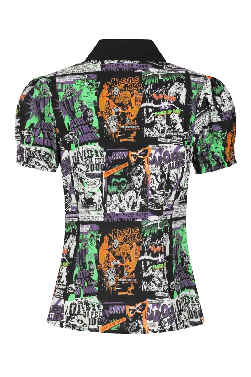 Hell Bunny Be Afraid Blouse Black New