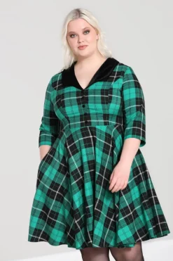Hell Bunny Beryl Mid Dress Green Hot