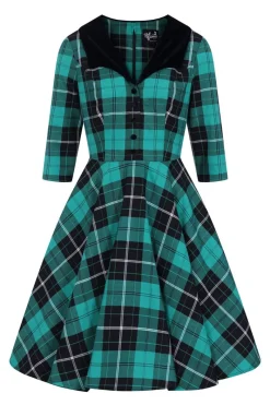 Hell Bunny Beryl Mid Dress Green Hot
