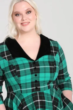 Hell Bunny Beryl Mid Dress Green Hot