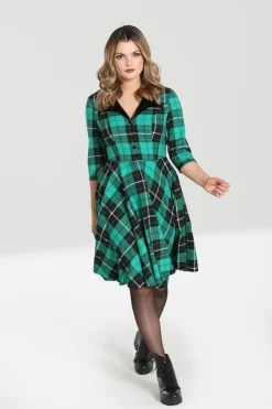 Hell Bunny Beryl Mid Dress Green Hot