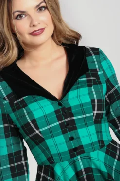 Hell Bunny Beryl Mid Dress Green Hot