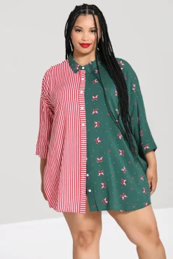 Hell Bunny Beth Oversized Shirt Green Sale