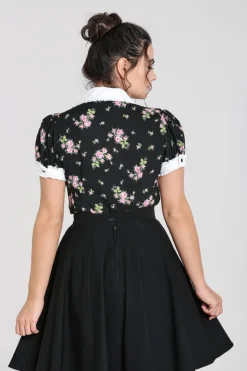 Hell Bunny Bobby Sue Blouse Black Hot
