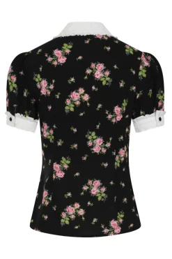 Hell Bunny Bobby Sue Blouse Black Hot