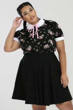 Hell Bunny Bobby Sue Blouse Black Hot