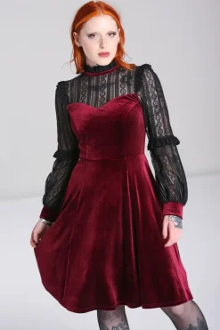 Hell Bunny Bonnie Dress Burgundy Online