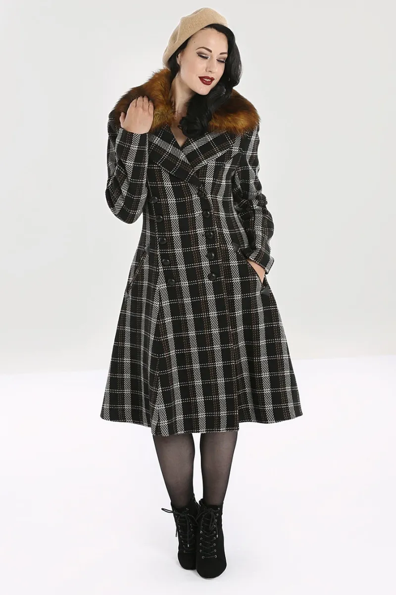 Hell Bunny Brooklyn Coat Brown Clearance