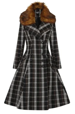 Hell Bunny Brooklyn Coat Brown Clearance