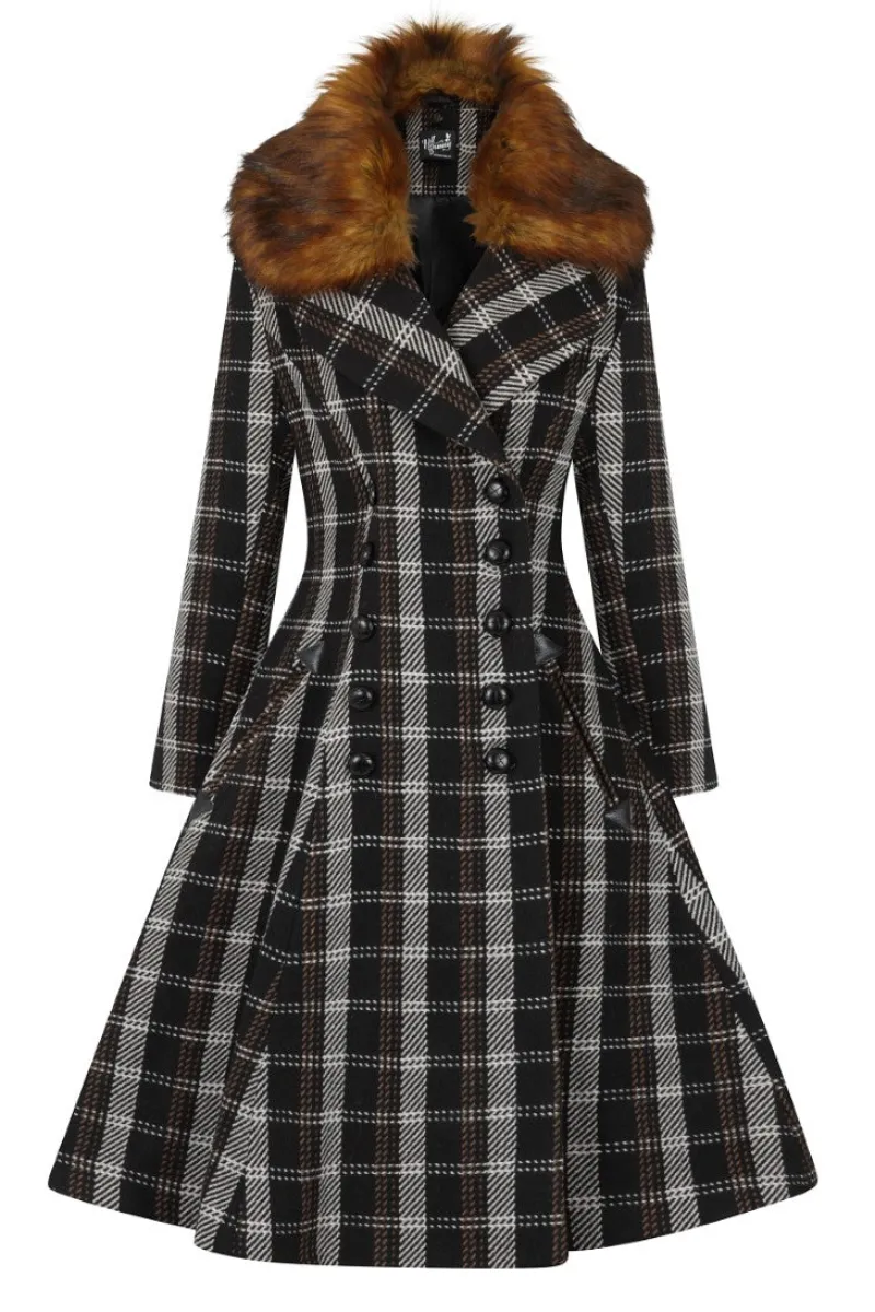 Hell Bunny Brooklyn Coat Brown Clearance