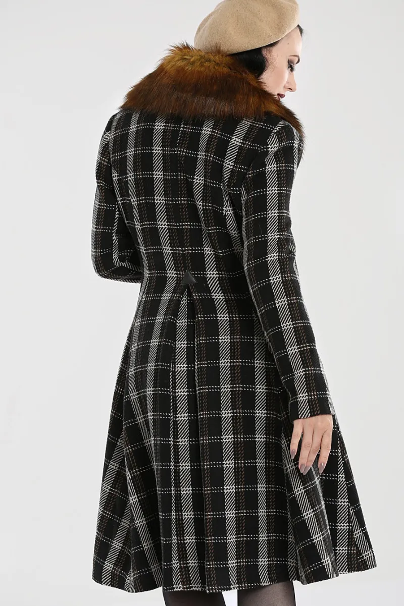 Hell Bunny Brooklyn Coat Brown Clearance