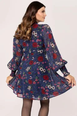 Hell Bunny Camellia Mini Dress Blue