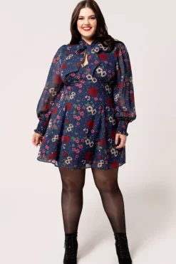 Hell Bunny Camellia Mini Dress Blue