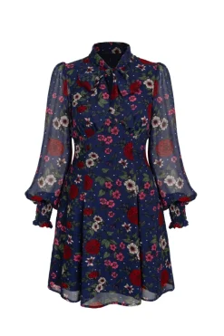 Hell Bunny Camellia Mini Dress Blue