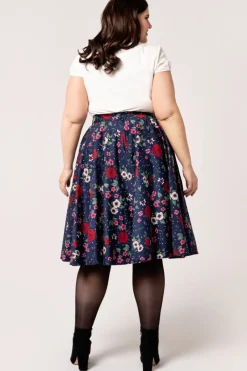 Hell Bunny Camellia Skirt Blue Outlet