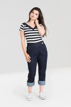 Hell Bunny Charlie Denim Capris Navy Hot