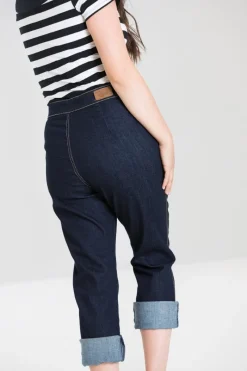 Hell Bunny Charlie Denim Capris Navy Hot