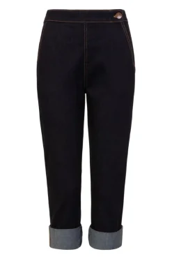 Hell Bunny Charlie Denim Capris Navy Hot